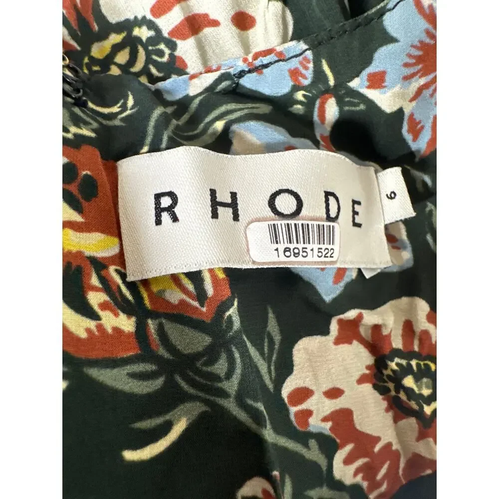 Rhode Lulani Dress Floral Print Short Sleeve Midi A-Line Blossoming Canopy 6